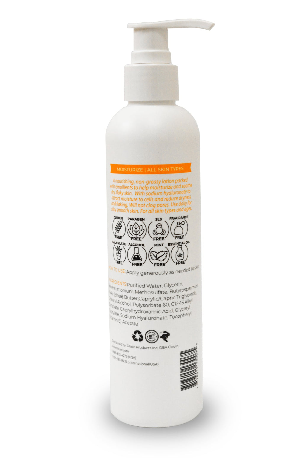 GlutenFree Body Lotion for Dry and Sensitive Skin Cleure