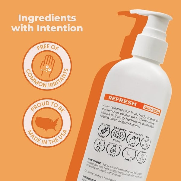 Face & Body Wash - Oily Skin, SLS Free (12 oz)