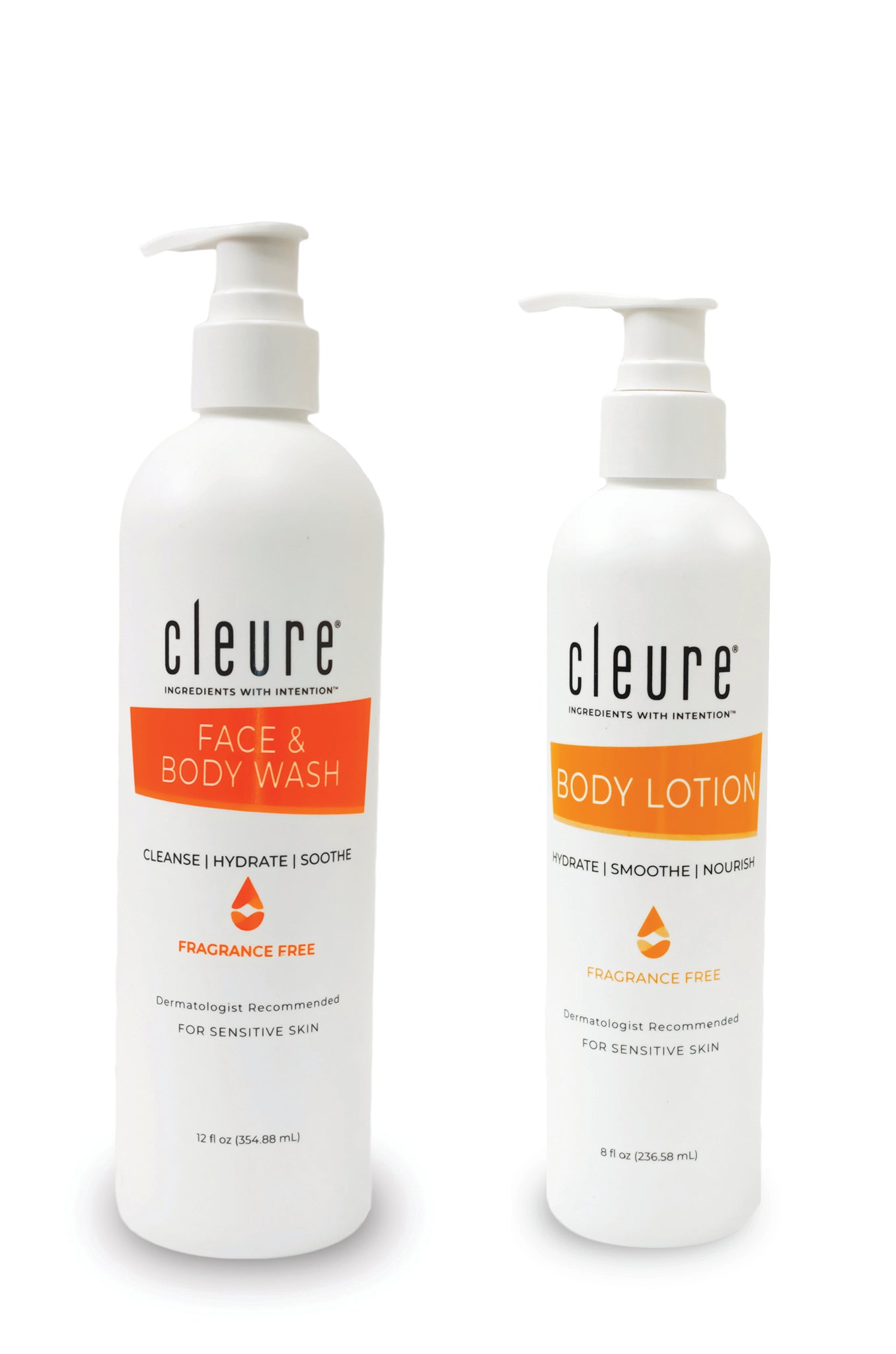 FragranceFree Face and Body Wash & Lotion Duo Cleure